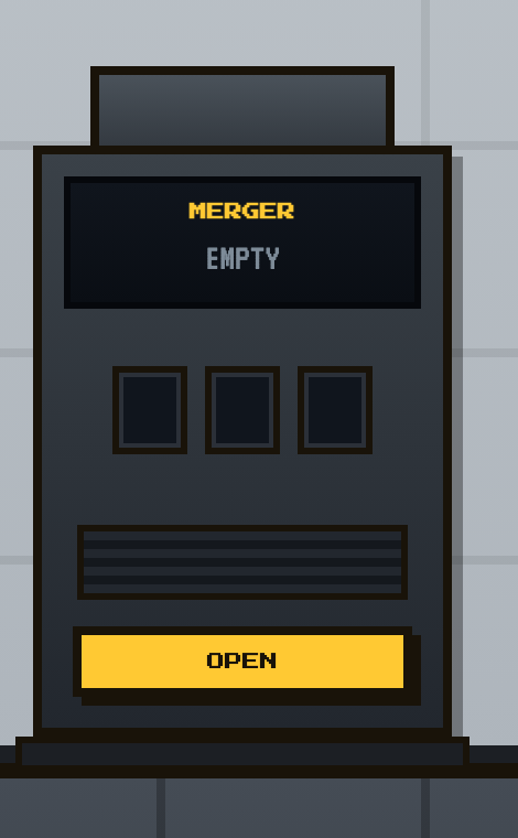 The merger machine on the trading floor, slots empty